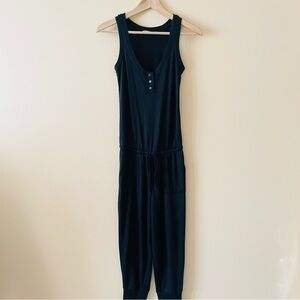 La Vie En Rose Black Jumpsuit with Scoop Neckline and Wide Straps
